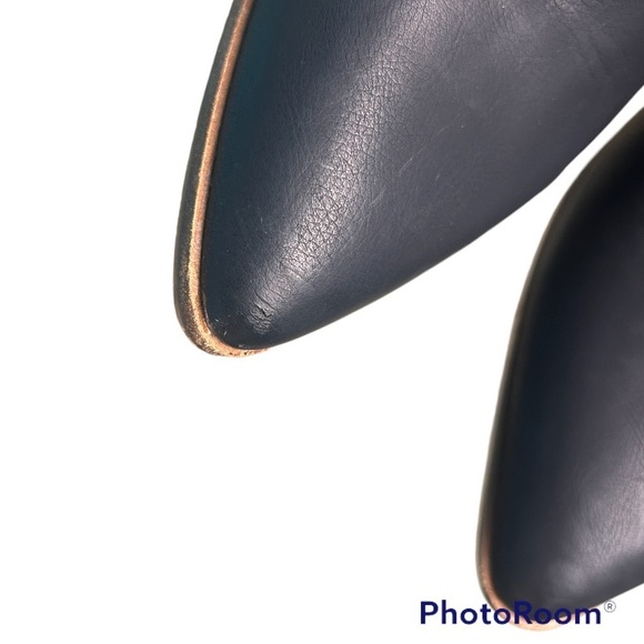 Ccocci black leather knee high pointed toe stacked wooden heel boots 8.5 - Picture 8 of 8